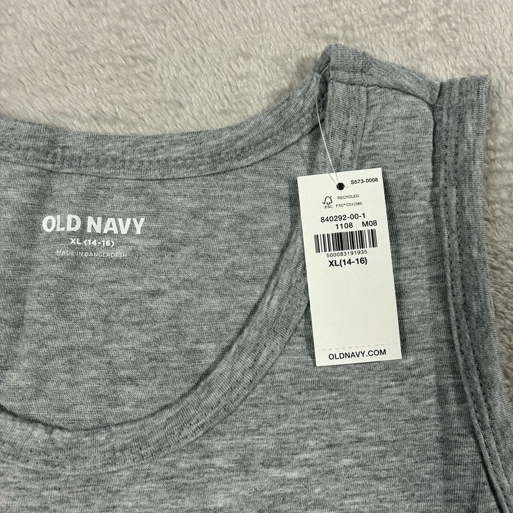 NWT Old Navy Set Of 3 Tank Tops Navy Beige Gray Kids XL (14-16) Everyday Basics